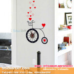Wall clock sticker สติ๊กเกอร์นาฬิกาติดผนัง Bicycle in love (กว้าง46cm.xสูง105cm.)