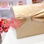 หีบสมบัติใส่ซอง ผ้าซาติน ติดหัวใจเพชร คาดริบบิ้น