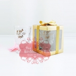 แก้วไวน์ใสมีหู สกรีน1สี แพ็คกล่องทอง ผูกโบว์