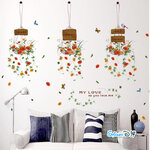 Transparent wall sticker สติ๊กเกอร์ติดผนัง กระถางต้นไม้ห้อย MY LOVE (กว้าง130cm.xสูง105cm.)
