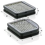 ไส้กรองแอร์ (แบบชาโคล) สำหรับCL (C215),E-KLASS(W210),S-KLASS(W220) / MANN เครื่องM111, M112, OM611 (1ชุดมี2ลูก)