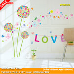 Transparent wall sticker สติ๊กเกอร์ติดผนัง ดอกไม้สีสัน LOVE (กว้าง165cm.xสูง120cm.)