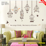 Transparent Wall Sticker สติ๊กเกอร์ติดผนัง กรงนก "The song of birds" (กว้าง136cm.xสูง92cm.)