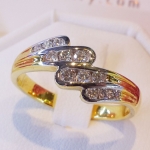 แหวนเพชรแท้ เรียงไขว้ลายใบไม้กรีกโบราณ เพชรน่ำส้ม