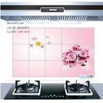 Aluminium Foil Sticker สติ๊กเกอร์อลูมิเนียม Pink rose II (กว้าง75cm.xสูง45cm.)