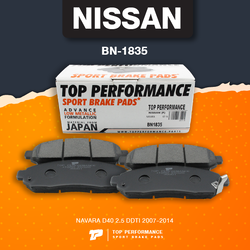 (ประกัน 3 เดือน) ผ้าเบรค หน้า NISSAN FRONTIER NAVARA D40 2.5 DDTI 07-14 - TOP PERFORMANCE JAPAN - BN 1835 - ผ้าเบรก ฟรอนเทียร์ นาวาร่า