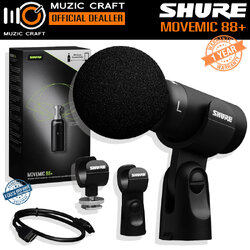 Shure MoveMic 88+ *ของแท้รับประกัน 1ปี* ไมโครโฟนไร้สาย Wireless Stereo Microphone for Mobile Devices