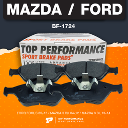 (ประกัน 3 เดือน) ผ้าเบรค หน้า FORD FOCUS 05-15 / MAZDA 3 BK BL 04-14 - TOP PERFORMANCE JAPAN - BF 1724 - ผ้าเบรก ฟอร์ด โฟกัส มาสด้า สาม