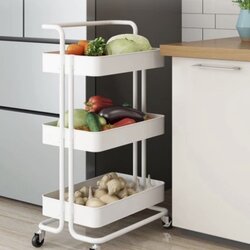 ชั้นวางรถเข็น 3 ชั้น + ล้อ ชั้นวางของ รถเข็นอาหาร ชั้นวาง โครงเหล็ก 42x35x86 cm รถเข็นเก็บของ DIY