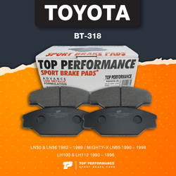 (ประกัน 3 เดือน) ผ้าเบรคหน้า TOYOTA HILUX MIGHTY X LN50 LN56 LN 85 / HIACE LH100 LH112 - TOP PERFORMANCE JAPAN - BT 318 - ผ้าดีสเบรก โตโยต้า ไฮลักซ์ ไมตี้ ไฮเอซ