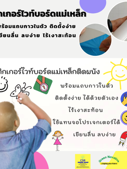 สติกเกอร์ไวท์บอร์ดแม่เหล็กติดผนัง พร้อมแถบกาวในตัว