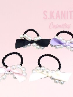 ยางรัดผม โบว์มุก สวยๆ เครื่องประดับผม 1 เส้น