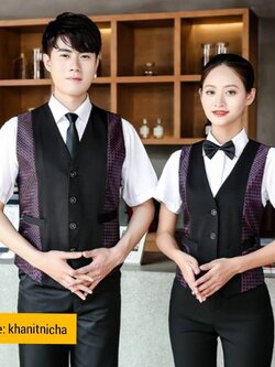 เสื้อกั๊ก เสื้อกั๊กพนักงานผับบาร์ ร้านอาหาร โรงหนัง สีม่วง