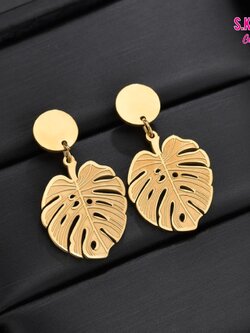 ต่างหู ใบไม้ Leaves Stainless Steel Earrings (SKU-05950)