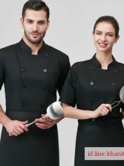 เสื้อเชฟแขนสั้น แขนยาวสีดำ เสื้อกุ๊ก เสื้อพ่อครัว แม่ครัว ชุดเชฟโรงแรม
