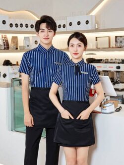 ชุดพนักงานร้านกาแฟ รีสอร์ท ร้านอาหาร ชุดยูนิฟอร์มพนักงานเสริฟ