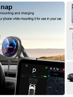 OQTIQ Magnetic Wireless Car Charger for Tesla 3 Y ที่จับวางติดมือถือในรถแบบแม่เหล็ก ชาร์จไร้สาย สำหรับ เทสล่า โมเดล 3/Y