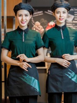 ชุดพนักงานเสริฟร้านอาหาร ร้านกาแฟ ชุดพนักงานต้อนรับโรงแรม