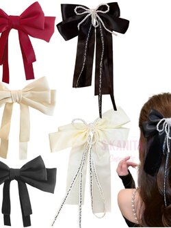 โบติดผม กิ๊บติดผม สีพื้น ผ้าซาติน ยางรัด สไตล์เกาหลี เพิ่มความน่ารักสดใสได้ทุกวัน Satin Bow Hair Clip