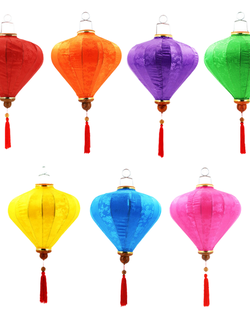 โคมไฟเวียดนาม โคมฮอยอัน ทรงเพชร สีพื้น