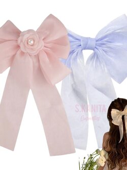 กิ๊บติดผม โบใหญ่ ผ้าเงา สวย ชีฟองซาติน สีพาสเทล Pastel Silk Satin Chiffon Bow Hair Clip