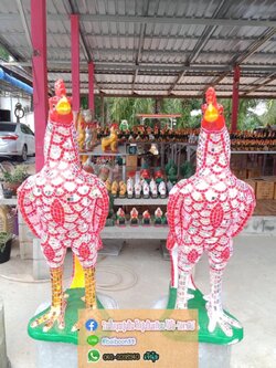 ไก่กระจกแก้บนตาไข่วัดเจดีย์ ขนาด 1.2เมตร