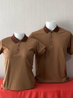 เสิ้อยืดปกโปโลสีน้ำตาล เสื้อโปโลแขนสั้น เสื้อฟอร์มพนักงาน พร้อมส่ง