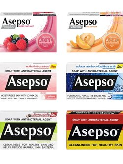 สบู่อาเซปโซ่ เมล่อน เบอร์รี่ แอนตี้แบคทีเรีย Asepso soap 70g-80g Melon, Berry, AntiBacteria