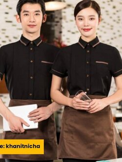 ชุดพนักงานเสริฟ ชุดพนักงานร้านอาหาร ร้านกาแฟ รีสอร์ท