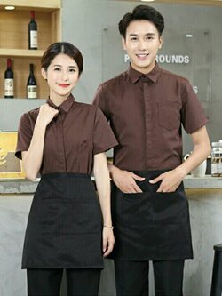 ชุดพนักงานเสริฟ พนักงานร้านกาแฟ ร้านอาหาร ชุดพนักงานต้อนรับ