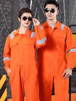 ชุดหมีช่าง ชุดช่าง ชุดหมีสีส้ม สีแดง สีน้ำเงิน สีขาว