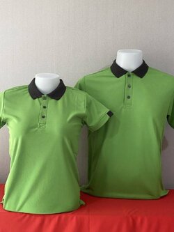 เสิ้อยืดปกโปโลสีเขียว เสื้อโปโลแขนสั้น เสื้อฟอร์มพนักงาน พร้อมส่ง