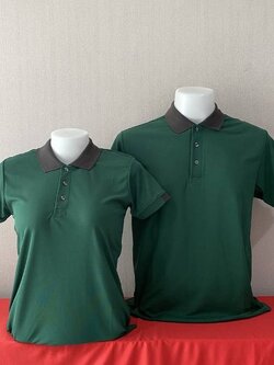 เสิ้อยืดโปโลสีเขียว เสื้อโปโลแขนสั้น เสื้อฟอร์มพนักงาน พร้อมส่ง