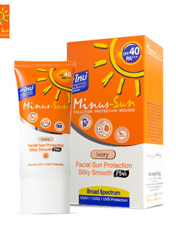 Minus-Sun SPF40 PA+++ Pollution Protection Mousse (Ivory) 30 g. สีเบจ แถม Minus Sachet 5 g 50 เท่า 2 ซอง (162860)