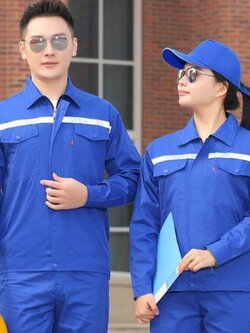 ชุดช่าง ยูนิฟอร์มช่าง ชุดช่างกลโรงงาน ช่างไฟฟ้า สีกรม สีฟ้า สีแดง สีเทา สีส้ม