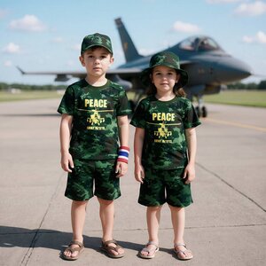 ชุดทหารเด็กลายพรางดิจิตอลผ้าไมโคร เนื้อมันลื่น เสื้อแขนสั้นกางเกงขาสั้น มีไซร์ s-4XL งานไทยพร้อมส่ง