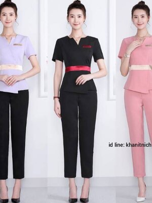 ชุดคลินิกความงาม ชุดพนักงานต้อนรับ ชุดนวดสปา เสริมสวย