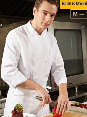 เสื้อเชฟ เสื้อกุ๊ก เสื้อเชฟโรงแรม แขนยาวสีขาว สีดำ มีตาข่ายระบายอากาศด้านหลัง