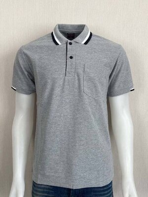 เสิ้อยืดปกโปโล เสื้อโปโลแขนสั้นสีเทา เสื้อฟอร์มพนักงาน