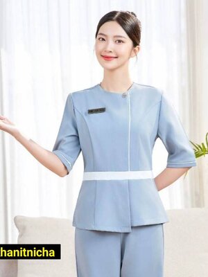 ชุดสปาเพื่อสุขภาพ ชุดนวดสปา ชุดพนักงานศูนย์ความงามทางการแพทย์ การแช่เท้า ร้านเสริมสวย (แยกขายเสื้อ)