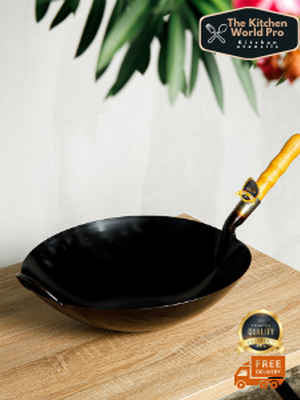 กระทะเหล็กแท้เผาสมบูรณ์ที่สุดเบอร์ 16 กว้าง 15 นิ้วโดยช่างเผามืออาชีพ กะทะจีน กะทะเหล็ก มีหลายขนาดให้เลือก wok จัดส่งฟรี