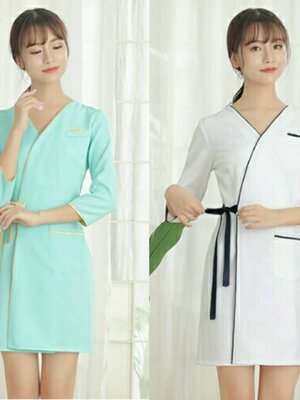 เสื้อคลุมพนักงานสปา เสริมสวย ร้านทำเล็บ ชุดทำงาน