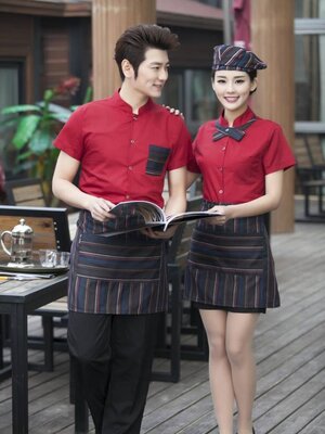 ชุดพนักงานเสริฟ ชุดพนักงานร้านอาหาร ร้านกาแฟ