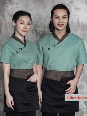 ชุดพนักงานร้านอาหารญี่ปุ่น เกาหลี ชุดพนักงานร้านอาหาร