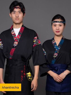เสื้อซูชิกิโมโน ชุดฟอร์มพนักงานร้านอาหารญี่ปุ่น เกาหลี