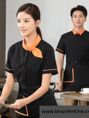 ชุดพนักงานเสริฟ ชุดพนักงานร้านอาหาร ร้านกาแฟ รีสอร์ท