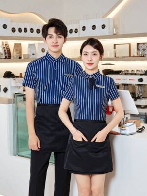ชุดพนักงานร้านกาแฟ รีสอร์ท ร้านอาหาร ชุดยูนิฟอร์มพนักงานเสริฟ