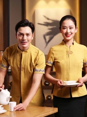 ชุดพนักงานเสริฟ ชุดพนักงานร้านอาหารจีน ภัตตาคารจีน