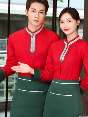 ชุดพนักงานร้านอาหารจีน ชุดพนักงานบริการ ชุดพนักงานเสริฟ
