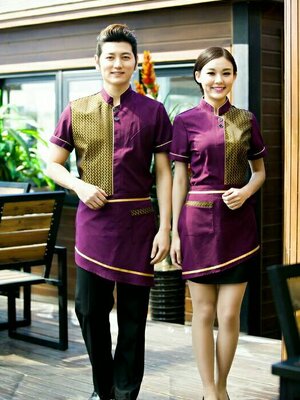 ชุดพนักงานเสริฟ ชุดพนักงานร้านอาหารไทย ชุดพนักงานต้อนรับ
